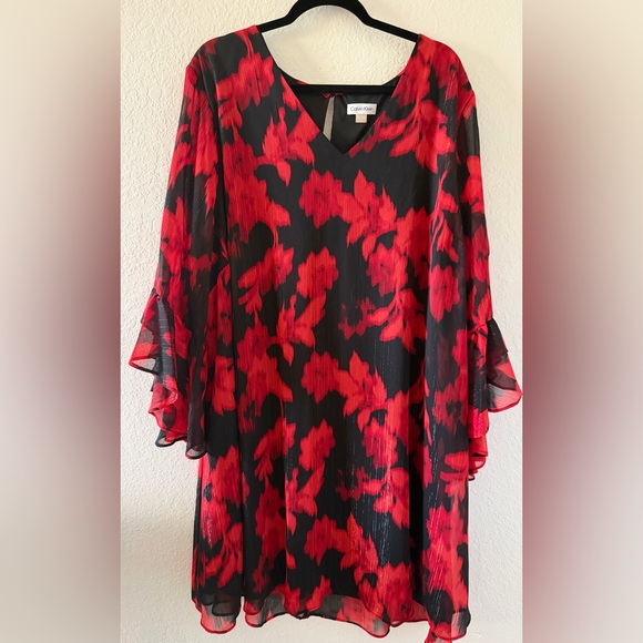 Calvin Klein Elegant Red Floral Women's dress size-22W - Picture 6 of 7